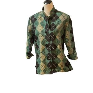 Vintage Painted Pony Argyle Jacket made in the USA. Size S